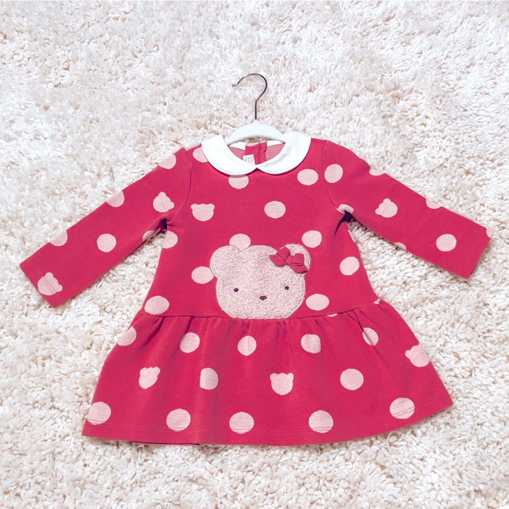 Polka Dot Mayoral Dress with Bear appliqué